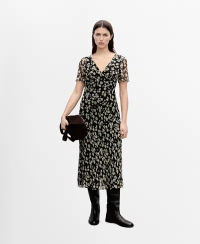 MANGO WOMEN'S FLORAL PRINT STRAIGHT MIDI DRESS