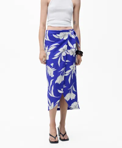 Mango Women's Floral Sarong Skirt In Blue