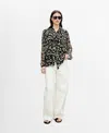 Mango Floral Tie Blouse Black In Black