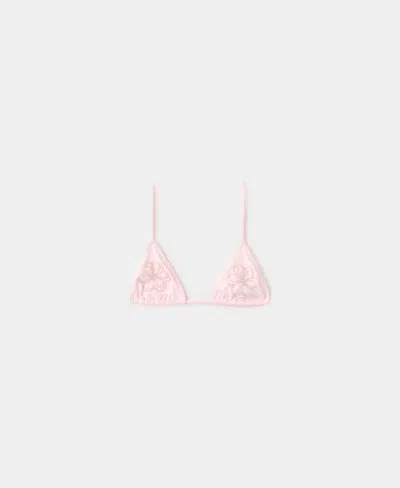 Mango Women's Floral Triangle Bikini Top In Pink
