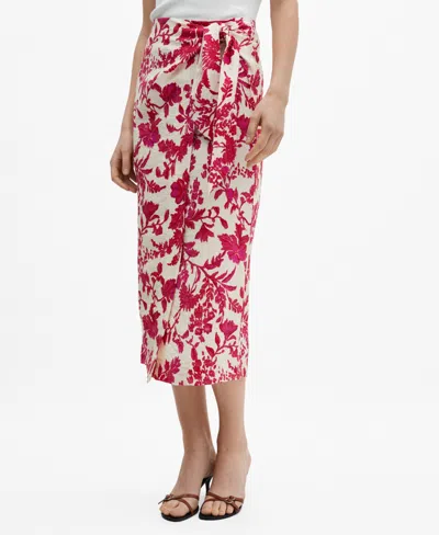 MANGO WOMEN'S FLORAL WRAPPED SKIRT