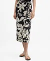 Mango Floral Wrap Midi Skirt In Medium Brown