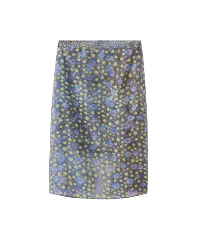 Mango Women's Floral-print Midi Overlay Skirt In Black