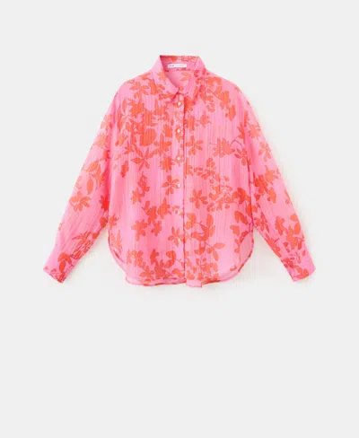 Mango Women's Floral-printed Lyocell Shirt In Pink