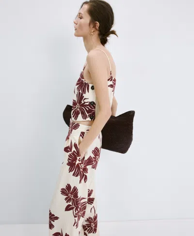 Mango Women's Floral-printed Tank Top In Sand