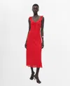 Mango Midi Dress With Ruffle Neckline Red In Red