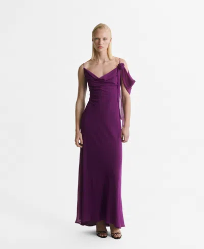 Mango Women's Flower Detail Draped Dress