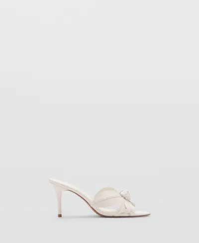 Mango Cross Strap Heeled Mules In White