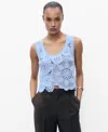 Mango Crochet Top With Flowers Sky Blue In Blue