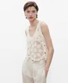 Mango Crochet Top With Flowers Ecru In White