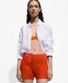 Mango Crochet Shorts With Flowers Orange In Orange