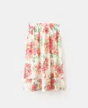 Mango Floral Midi Skirt In Burgundy
