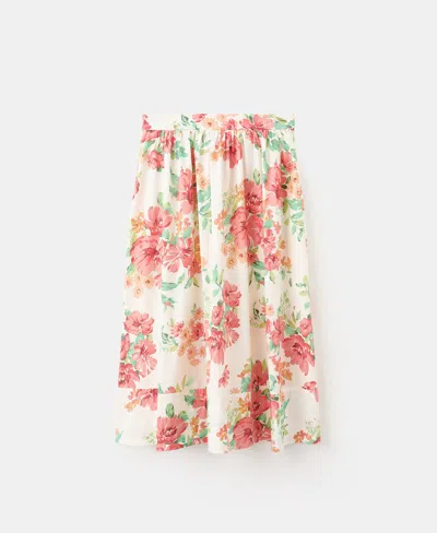 MANGO WOMEN'S FLOWERS MIDI SKIRT