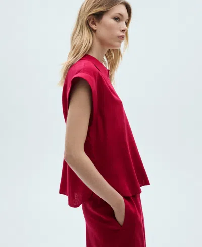 Mango Women's Flowing Linen Blouse In Fuchsia