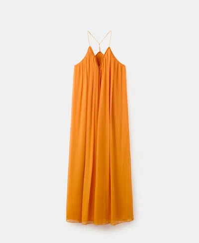 Mango Flowy Chiffon Maxi Dress In Orange