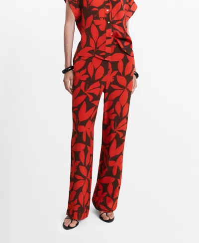 Mango Women's Flowy Printed Pants In Red