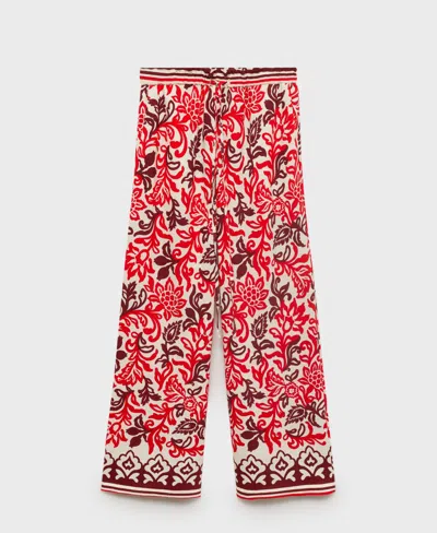Mango Women's Flowy Printed Pants In White