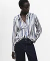 Mango Stripe Satin Button-up Shirt In Multi