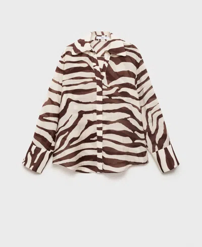 Mango Women's Flowy Zebra Printed Shirt In Sand