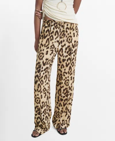 Mango Women's Fluid Animal- Print Pants In Sand
