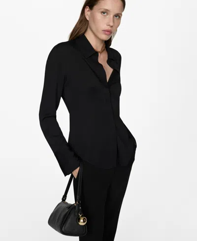 Mango Women's Fluid Long-sleeved Shirt In Black