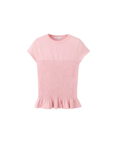 Mango Women's Flying Honeycomb Jersey Short-sleeve Peplum Sweater In Light Pink