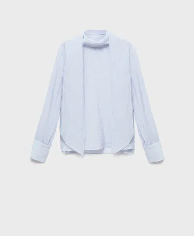 MANGO WOMEN'S FOULARD DETAIL TEXTURED BLOUSE