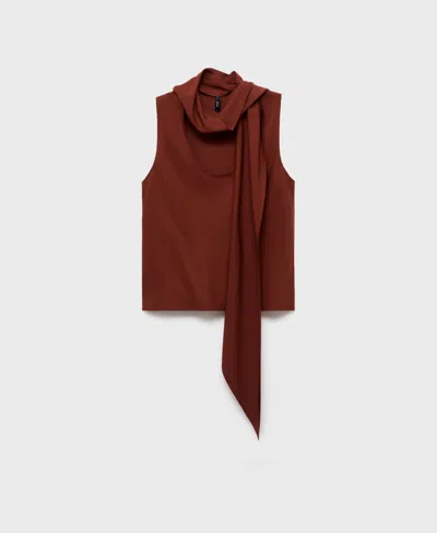 Mango Women's Foulard Neckline Blouse In Brown