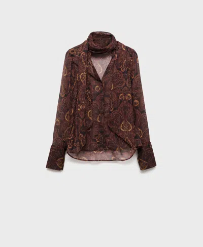 Mango Women's Foulard Paisley-print Blouse In Brown