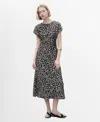 Mango Leopard Print Midi Dress In Black