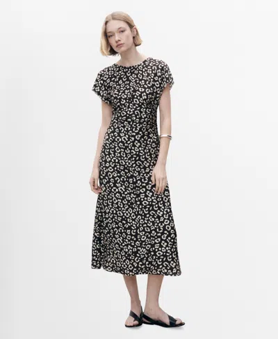 MANGO WOMEN'S FRAYED ENDS LEOPARD PRINT DRESS