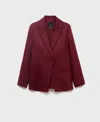 Mango Women's Frayed Ends Linen Suit Blazer In Brown