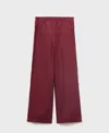 Mango Tarida Frayed Linen Wide Leg Pants In Burgundy