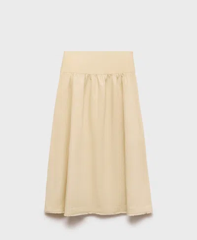 Mango Women's Frayed Ends Midi Skirt In Yellow