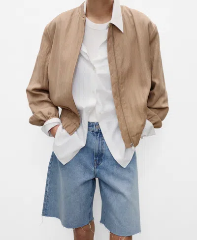 MANGO WOMEN'S FRAYED HEM DENIM BERMUDA SHORTS