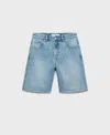 Mango Frayed Denim Bermuda Shorts In Blue