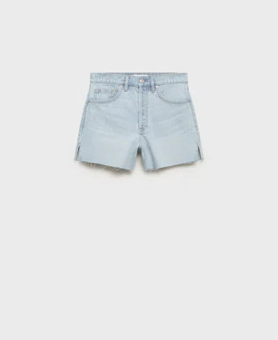Mango Women's Frayed Hem Denim Shorts In Blue