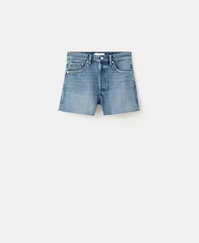 MANGO WOMEN'S FRAYED HEM DENIM SHORTS