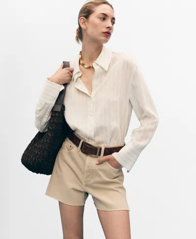 Mango Women's Frayed Hem Denim Shorts In Neutral