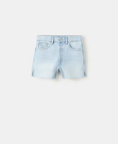 Mango Cutoff Denim Shorts In Blue