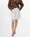 Mango Women's Frayed Hem Denim Shorts In White