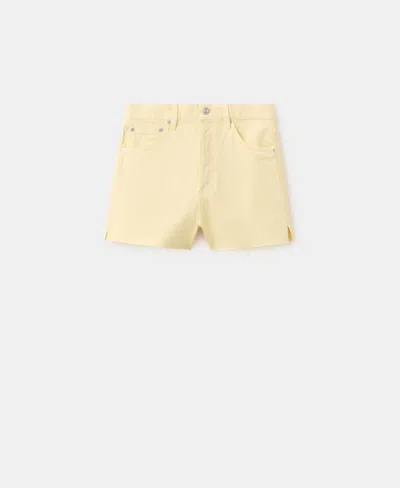 Mango Women's Frayed Hem Denim Shorts In Yellow
