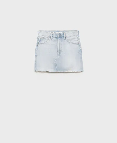 Mango Women's Frayed Hem Denim Skirt In Blue