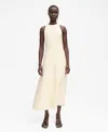Mango Structured Linen Mix Midi Dress With Raw Hem In Off White