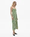 Mango Frill Print Cotton Midi Dress In Green
