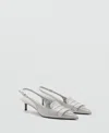 Mango Fringe Slingback Pump In Gray