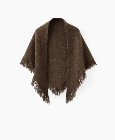 Mango Châle Finitions Franges Chocolat - Femme - Taille Unique -  In Brown