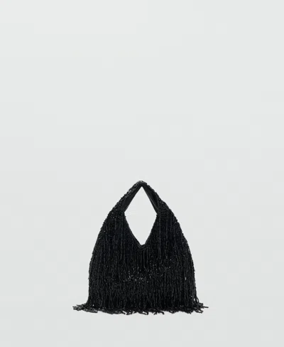 Mango Women's Fringed Handbag In Black
