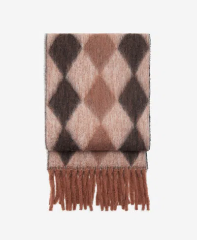 Mango Women's Fringes Detail Diamond-pattern Scarf In Brown