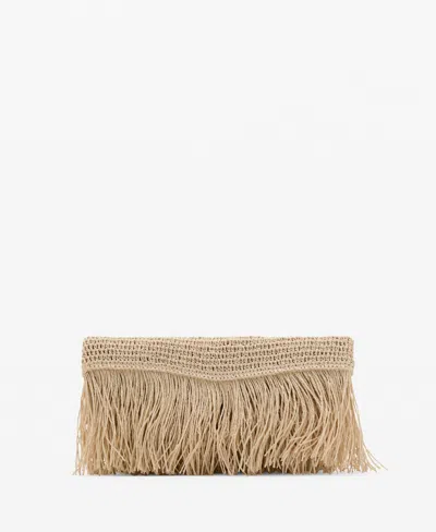 Mango Women's Fringes Detail Natural Fiber Handbag In Brown